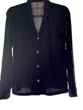 “In My Jammers” x Daryl-Ann Denner Plaid Button-Up Top — Green Christmas — Size